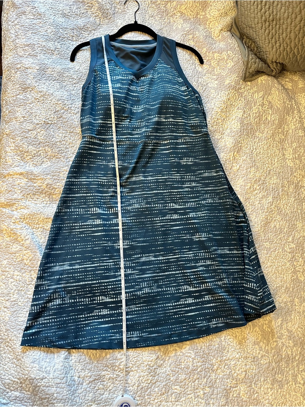Title Nine Slate Blue & White Striped Sleeveless A-Line Dress